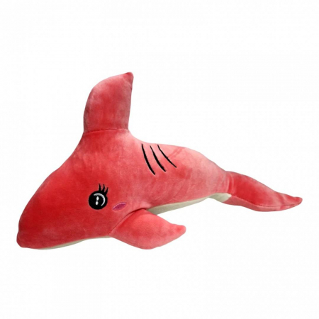 Vara - Jucarie din plus, rechin cu detalii brodate, 40cm, roz