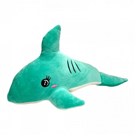 Vara - Jucarie din plus, rechin cu detalii brodate, 40cm, vernil