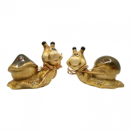 Gradina - Set 2 ornamente rasina, melci cu cochilie, 13 cm