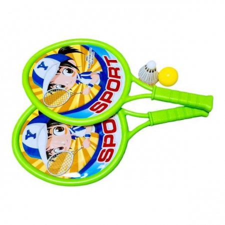 Vara - Set Rachete de Plaja pentru Badminton si tenis, 4 piese, verde