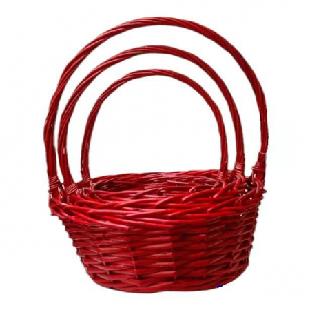 Ambalaje - Set 3 cosuri impletite din rachita si nuiele, cu toarta, rotunde, diametrul 20-33 cm