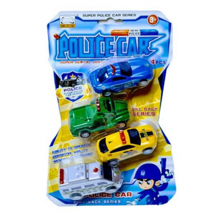 Vehicule - set 4 masini de politie, police car, camioneta, duba, multicolor