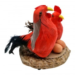 Paste - Decoratiune de Paste, cocos si gaina in cuib, ornament cu senzor de sunet si miscare