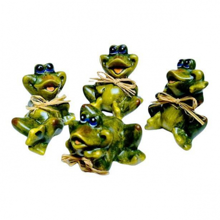 Gradina - Set 4 ornamente din rasina, decoratiune pentru gradini, terase, gazon, broasca, 9 cm