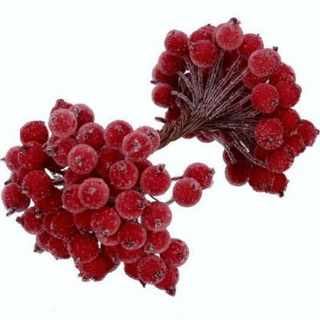 Craciun - Set 40 Bobite Frosty Berry 15 cm, rosu inchis    Bobitele sunt realizate din polistiren, au aspect inghetat. Sunt dispuse cate o bucata la fiecare capat al firului metalic. Firul poate fi taiat sau mo