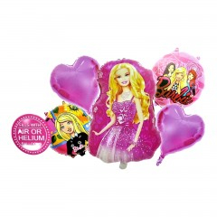 Petrecere - Set 5 baloane folie cu supapa de autoetansare, figurina 55cm, roz