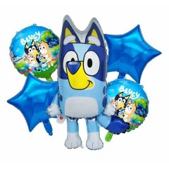 Petrecere - Set 5 baloane folie cu supapa de autoetansare, figurina 70 cm, albastru