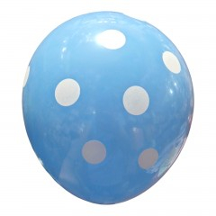 Petrecere - Set 5 baloane latex, 35 cm, bleu cu buline albe