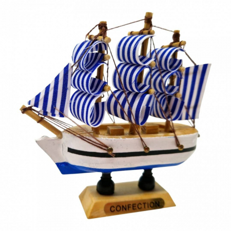 Produse Sezon - Corabie din lemn pe piedestal, 10x10x3 cm