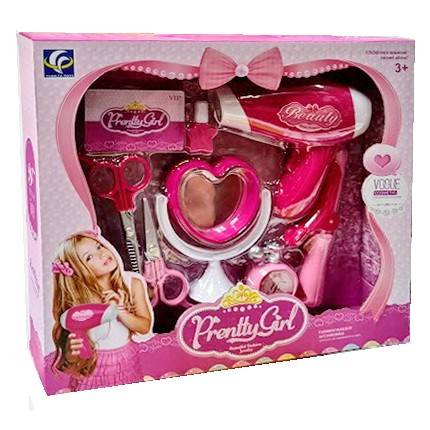 Jucarii Rol - set coafor cu foarfece, uscator, oglinda, cu lumini si sunete, 7 piese
