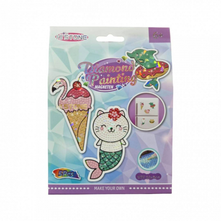 Jucarii Educative - set creativ de pictura cu diamante, 5 figurine magnetice