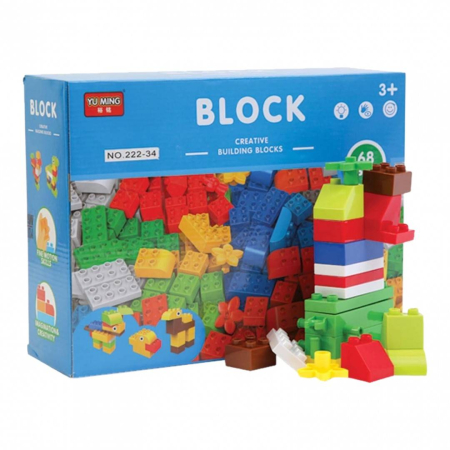 Jucarii - Set cuburi de constructie colorate, 68 piese