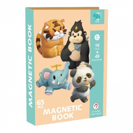 Jucarii Educative - Joc magnetic cu animale salbatice, potrivire si recunoastere, 65 piese