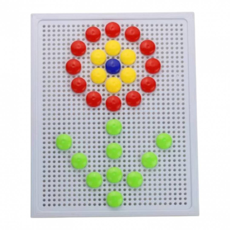 Jucarii Educative - Placa mozaic cu pini colorati, joc creativ pentru copii, 60 piese
