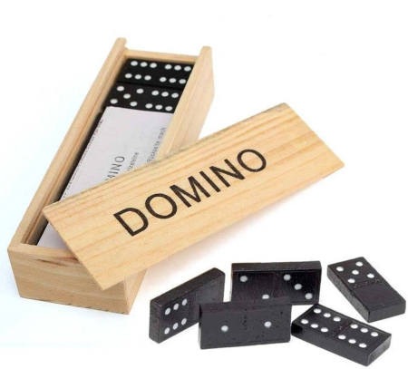 Jucarii Lemn - Domino din lemn, joc clasic pentru distractie si logica