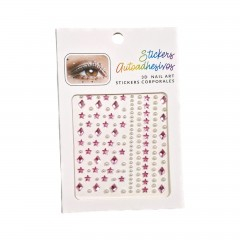 Diverse - sticker cristale si perle autoadezive, 150 buc, roz