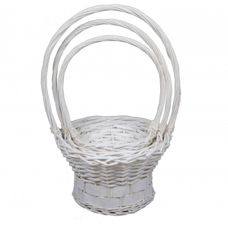 Cosuri - Set 3 cosuri impletite din rachita si nuiele late, cu toarta, inalte, rotunde, inaltime 38-50 cm