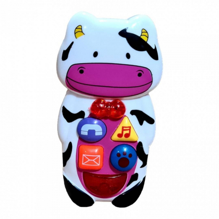 Jucarii - Telefon cu sunete si lumini, jucarie bebelusi, vacuta, 13 cm