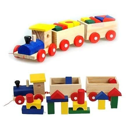 Jucarii Lemn - Trenulet cu forme din lemn