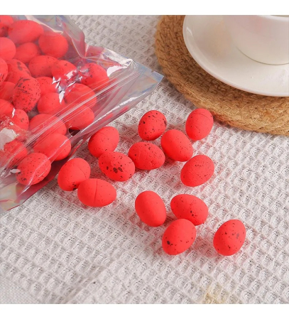 Paste - Set 50 oua decorative din polistiren – model patat, culoare rosu