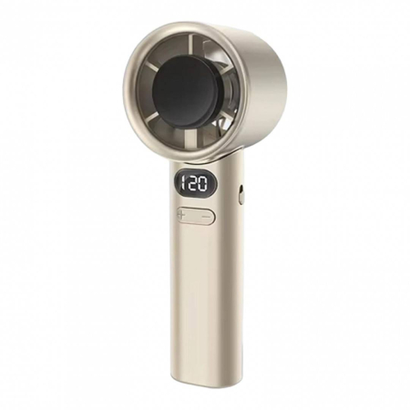 Produse Sezon - Ventilator Portabil cu Ecran Digital, 120 Trepte de Viteză și Suport de Birou pentru Telefon, bej