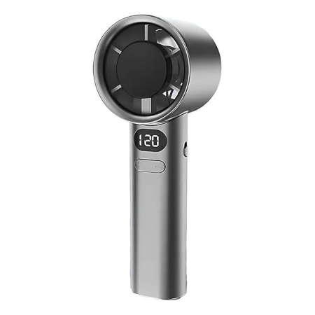 Produse Sezon - Ventilator Portabil cu Ecran Digital, 120 Trepte de Viteză și Suport de Birou pentru Telefon, gri