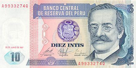 Peru 10 Intis 1987, necirculata [1]