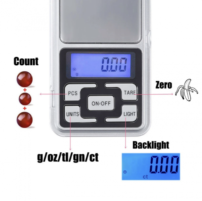 Cantar electronic portabil pentru monede, bijuterii, 500 gr, precizie 0.1 gr [4]