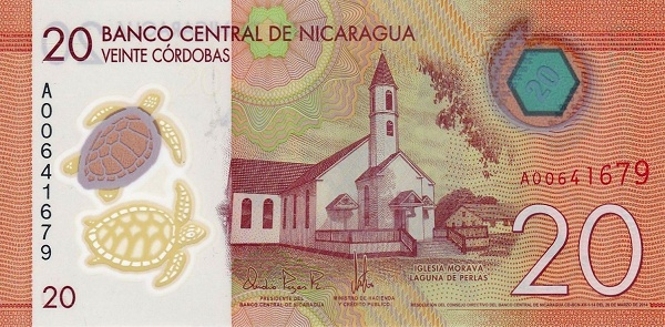 Nicaragua 20 Cordobas 2014 (polimer), necirculata [2]