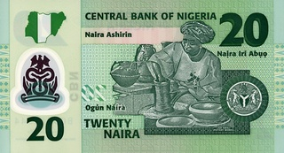 Nigeria 20 Naira 2011-2024, polimer, necirculata [1]