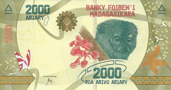 MADAGASCAR 2000 ariary 2017, necirculata [2]