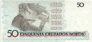 Brazilia, 50 Cruzeiros overprint 50 Cruzados Novos 1990, necirculata [2]