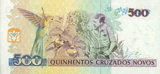 Brazilia 500 Cruzeiros 1990, supratipar 500 Cruzados Novos, necirculata [1]