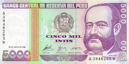 Peru 5000 Intis 1988, necirculata [1]