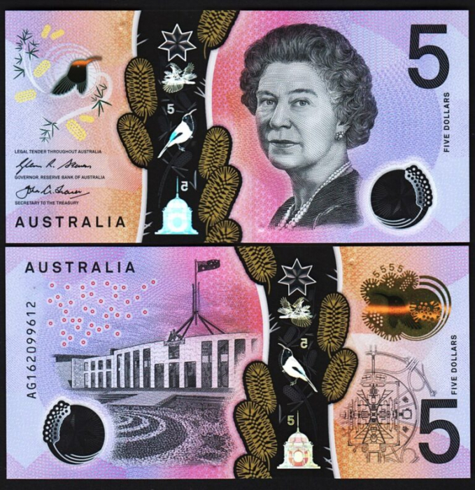 Australia 5 Dollars 2016, POLYMER, Sign Stevens/Fraser, necirculata