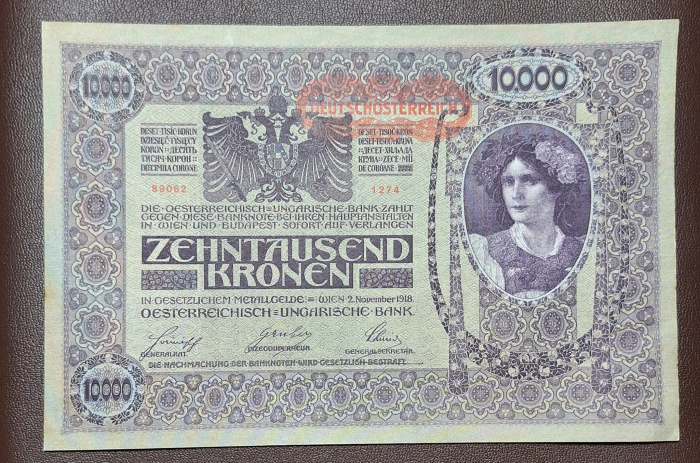 Austria 10000 coroane 1918, aproape necirculata [1]