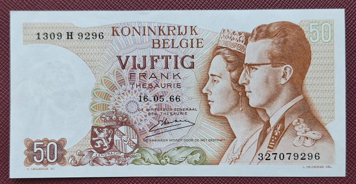 Belgia 50 Franci 1966, aproape necirculata [5]