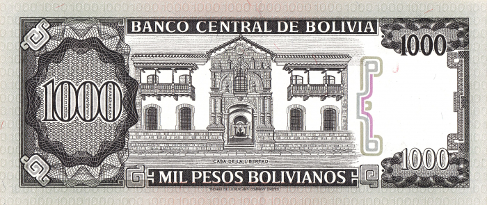 Bolivia 1000 Pesos Bolivianos 1982, Juana Azurduy, UNC [2]