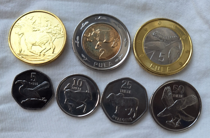 BOTSWANA,  5, 10,25,50 Thebe-1,2, 5 Pula 2013-2016, set 7 monede necirculate [1]