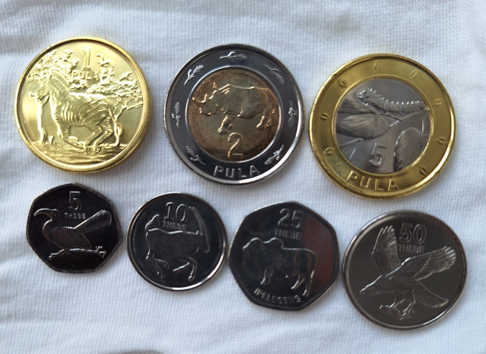 BOTSWANA,  5, 10,25,50 Thebe-1,2, 5 Pula 2013-2016, set 7 monede necirculate [2]