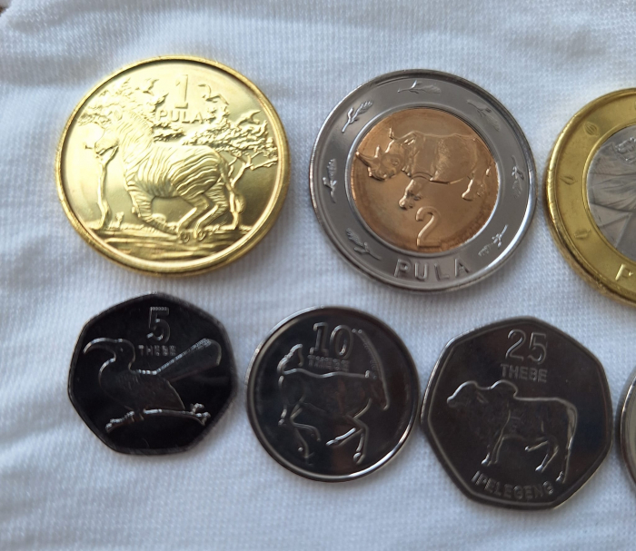 BOTSWANA,  5, 10,25,50 Thebe-1,2, 5 Pula 2013-2016, set 7 monede necirculate [3]