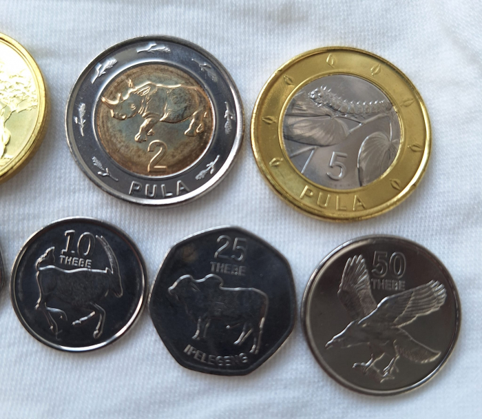 BOTSWANA,  5, 10,25,50 Thebe-1,2, 5 Pula 2013-2016, set 7 monede necirculate [6]