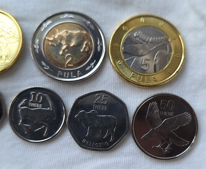 BOTSWANA,  5, 10,25,50 Thebe-1,2, 5 Pula 2013-2016, set 7 monede necirculate [5]