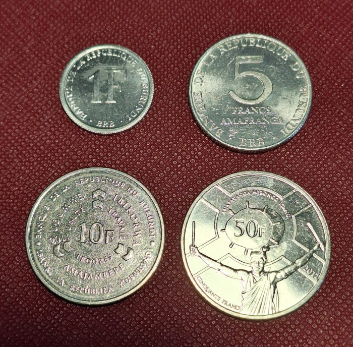 Burundi set 4 monede 1980-2011: 1, 5, 10, 50 franci, UNC [1]