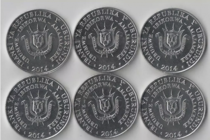 Burundi set 6 monede diferite de 5 Franci, 2014, Pasari, UNC [2]