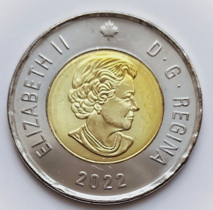 Canada 2 dolari 2022 colorata, Hochei, Regina Elisabeta II, necirculata [2]
