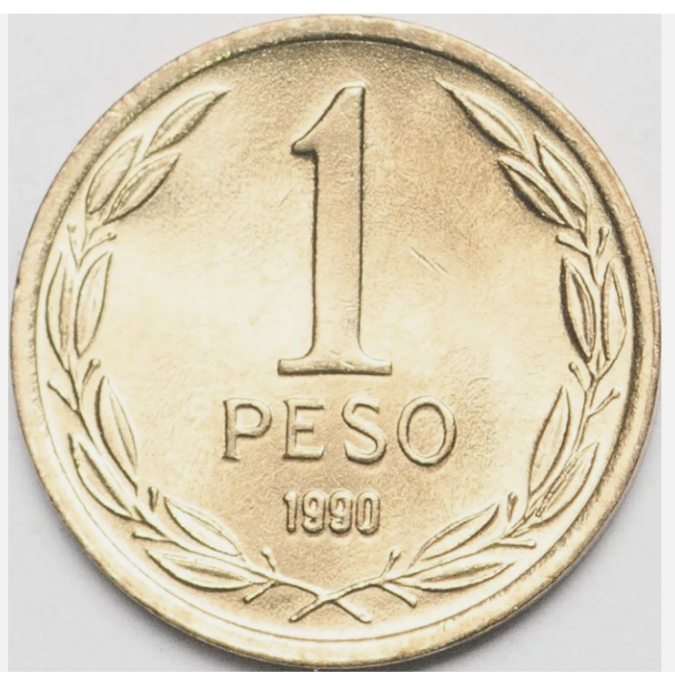 Chile 1 peso 1990 Bernardo O’Higgins, UNC [2]