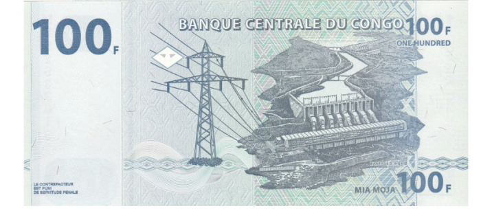 CONGO 100 franci 2013, elefant, necirculata [2]