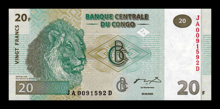Congo 20 franci 2003, necirculata [2]