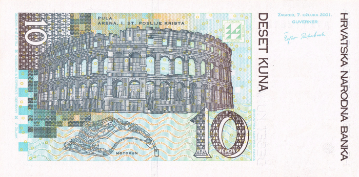 Croatia, 10 kuna 2001, amfiteatrul roman din Pula, necirculata [2]